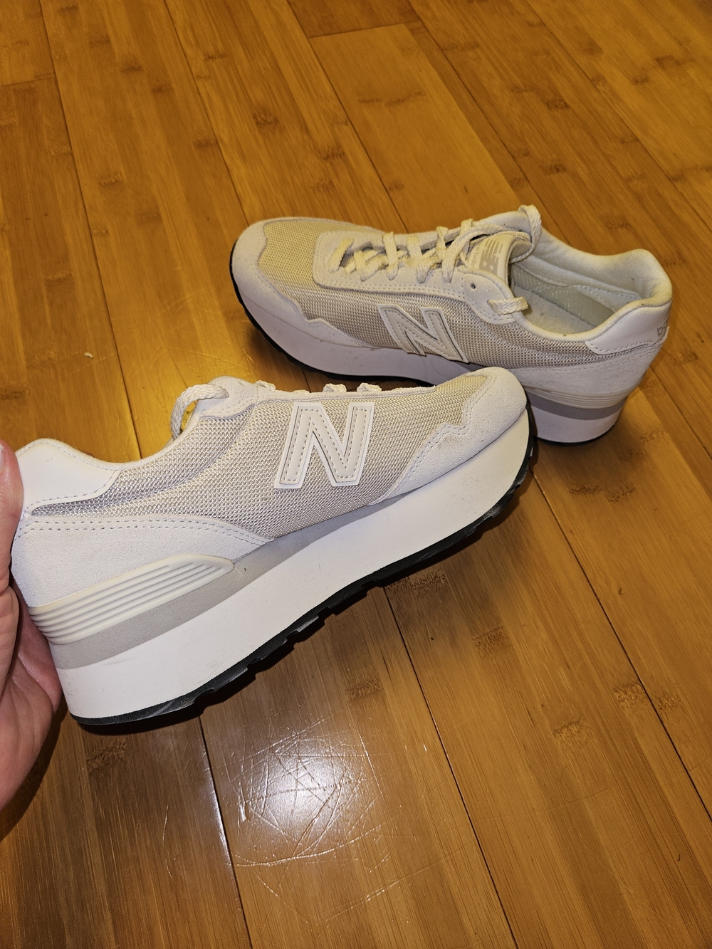 New Balance 515H Platform Sneakers in a white and grey